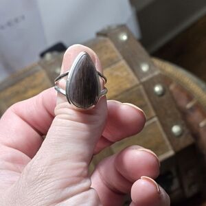 Silver 2 stones in one labrodite ring